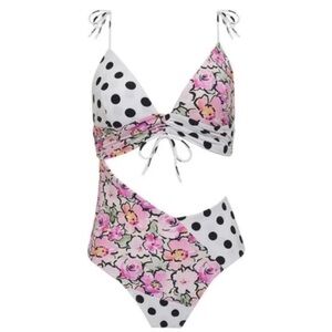 New! For love and lemons Neapolitan polka dot floral monokini 10448